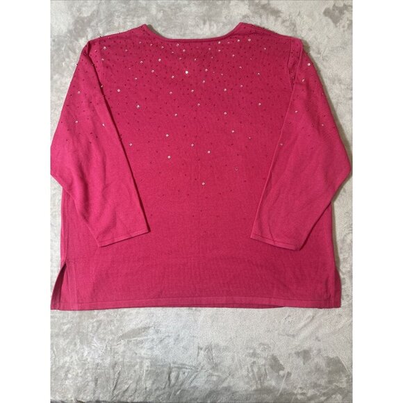Women’s Quacker Factory Sweater Pink Beaded Plus 3X - Picture 14 of 14